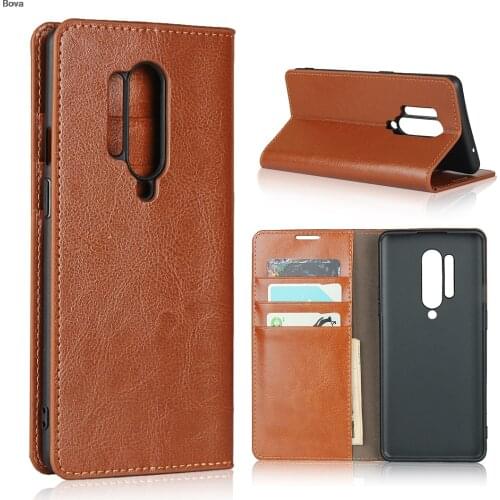 Deluxe Wallet Case For Oneplus 8 6.55" Genuine Cow Leather Case for Oneplus 8 Pro 6.78" Flip Cover Real Skin Phone Bags
