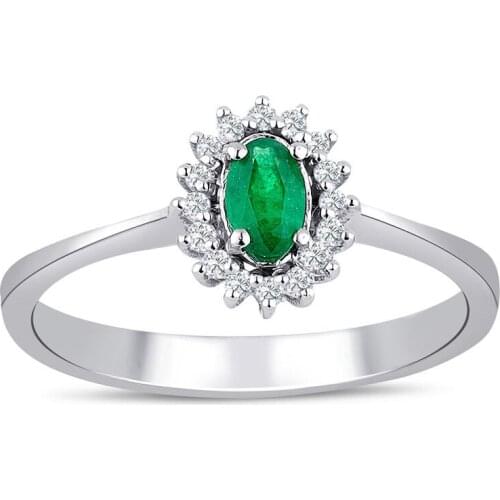 Symbol Gold 0.34 Carat Diamond Emerald Ring Baguette Chic Jewelry LoverRings Engagement Anniversary Wedding For Women