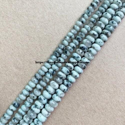 2lots more 10% off ! Natural Stone Smooth Rondelle Kiwi Jasper 7" Loose Beads 4X6 5X8mm Pick Size For Jewelry Making DIY