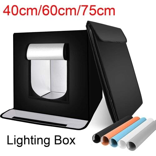 Photo Studio Lighting Box 40cm 60cm 75cm Folding soft Light Tent Room Photography Softbox Kit 5 Colors Backdrops