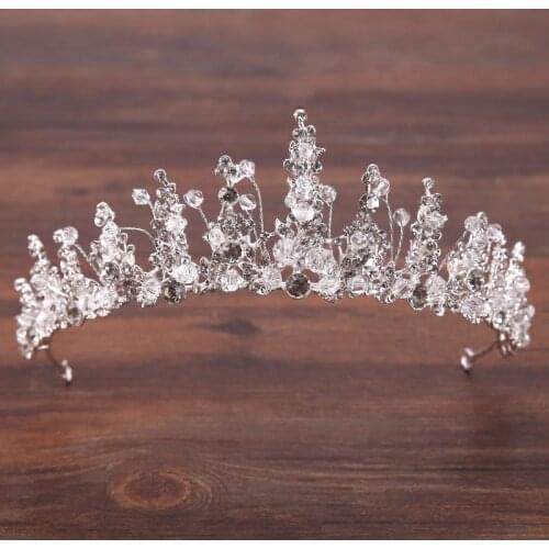 Silver Color Crystal Handmade Tiara and Crowns Jewelry Rhinestone Bride Noiva Diadem Coronal Wedding Bridal Hair Accessories SL
