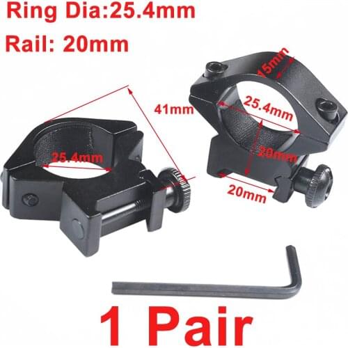 2 Pcs MIZUGIWA Scope Mount Ring 1" 25.4mm Weaver 20mm Picatinny Rail Optical Sight Bracket Metal Rifle Airsoft