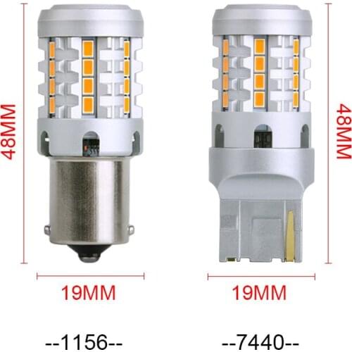 2X Canbus Error Free Super Bright 1156 Car Led Light High Power 3020 Orange Lamp For Car Ba15s P21W 7440 T20 W21W LED 12V Amber