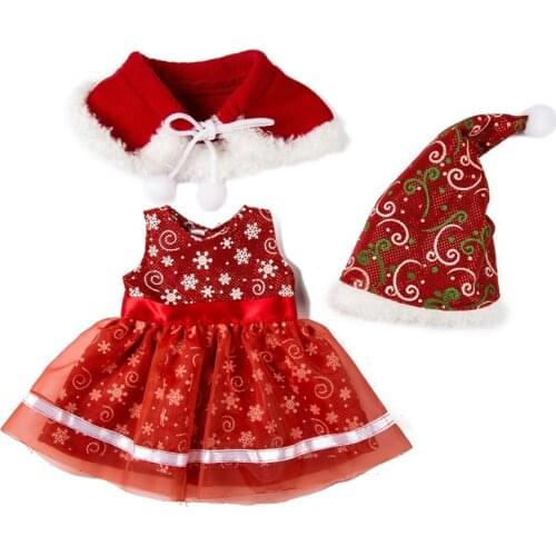 3pcs/set, Dress+Shawl+Hat, New Christmas Suit For 43cm Doll 17 Inch Reborn Babies Clothes
