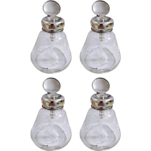 4Pcs 150ml Glass Push Down Empty Pump Dispenser Bottle for Nail Polish and Makeup Remover, Silver Top Cap Dispensing Bottles