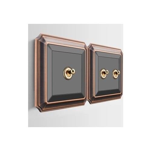 Antique Black Wall Switch 86 type Retro Toggle Switch 1 GANG 2 GANG 3 GANG 4 GANG 2 way 10A 110V-250V Wood Panel Brass Lever