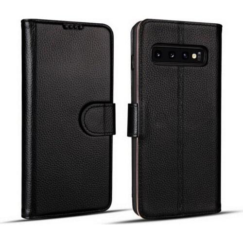 Wallet Cases for Samsung Galaxy S10 Plus Case Genuine Cover for Samsung Galaxy S10 Litchi Patterned Funda with Card Cash Pocket