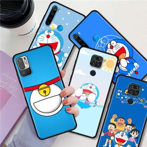 Case For Xiaomi Redmi Note 10 9 8 Pro 9S 10S 9C 7 9A 8T K40 9T 7A 8A Black Soft Silicone Phone Cover Funda Anime Doraemon Shell