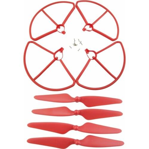 CW/CCW 4PCS paddles and 4PCS Protective cover for Hubsan H501S H501A/H501C/H501M/H501S W/H501S pro Red