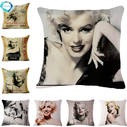 Marilyn Monroe Decorative Pillow Cotton Linen Sofa Cushion Waist Pillow Cover Home Sofa Square Cushion Cover 45x45cm