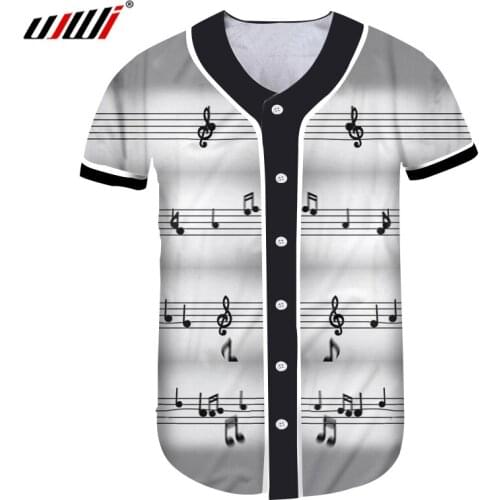 UJWI Autumn Hot Sale Mens Sports Tshirt 3D Printed Musical Note Large Size Leisure 5XL Spandex Man Baseball Shirt Free Shipping