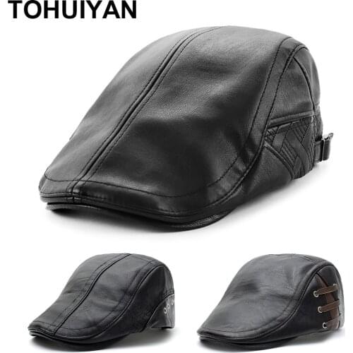 High Quality Leather Newsboy Cap for Men Autumn Winter Hat Thicken Warm Flat Caps Vintage Boinas Gatsby Hats Male Ivy Caps
