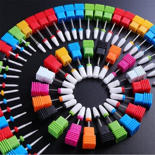 10PCS /Bag White Ceramic Nail Drill Bits Milling Cutter For Electric Drill Manicure Machine Accessory Nail Files Art Tools