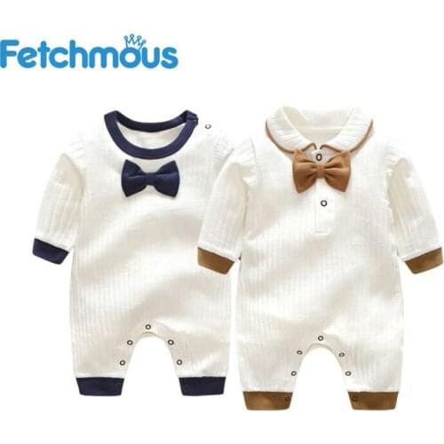 Autumn Baby Clothes With Bow 100%Cotton Long Sleeve Newborn Unisex Solid Romper Soft High quality Infant Clothing For Girls&Boys