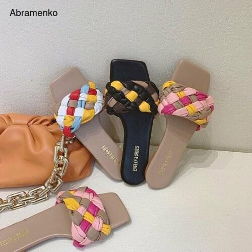 Summer Women Flip Flops Home Slippers 2021 Ladies Fashion Mixed Colors Flats Shoes Indoor Slides For Women Shoes Female Flats