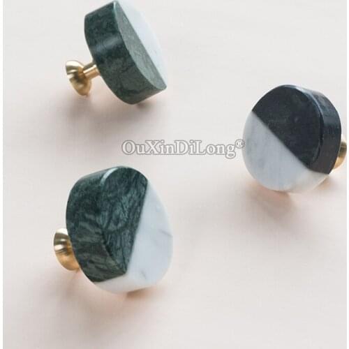 Brand New 4PCS Brass+Natural Marble Furniture Handles Drawer Pulls Cupboard Wardrobe Kitchen Shoe TV Cabinet Pulls Knobs