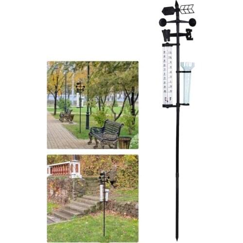 Weather Measurer Garden Outdoor Weather Station Meteorological Measurer Vane Tool Wind Rain Gauge 3 in 1