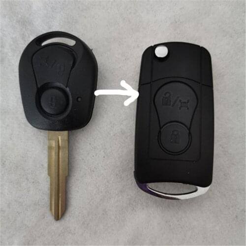 DAKATU Modified Key Shell for Ssangyong Actyon SUV Kyron 2 Button Flip Folding Remote Key Case with logo