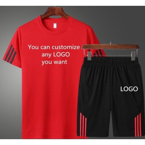 2021Summer Can Custom LOGO Printing Casual Mens T-shirt High Quality Cotton Mens short sleeve + shorts two-piece suit