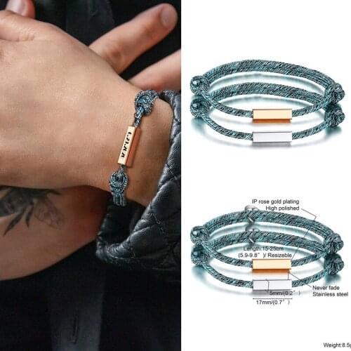 1 Pair Couple Bracelet Set for Couple Adjustable Braided Bracelet For You-lover Magnetic Bracelet Gift