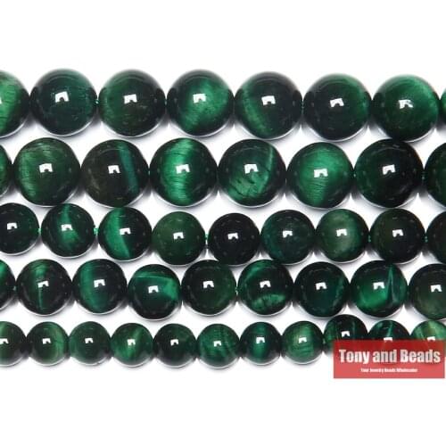 Natural Stone Green Tiger Eye Round Loose Beads 15" Strand 6 8 10 MM Pick Size