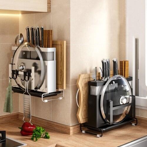 Stainless Steel 5 in 1 Kitchen Wall Mounted Storage Rack Knives Holder Cutlery Utentils Organizer Tableware Container Tools