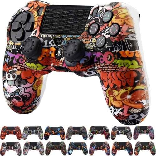 Anti-Slip Silicone Case Cover Skin with 2xThumb Grip Cap for Dualshock 4 Controller PS4/ SLIM /pro