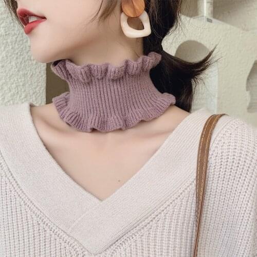 New Style Wooden Ear Collar Solid Color Long Scarf for Women Autumn and Winter Double-Sided Knitted Pullover Scarf Warm