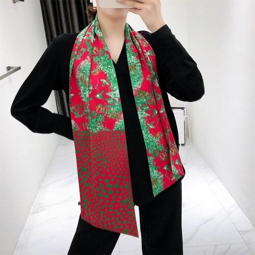 160cm Luxury Brand Animal Flower Bird Twill Scarf Double-deck Women Scarf Tie Head Silk Scarves & Wraps Neckerchief For Ladies
