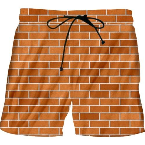 IFPD New Summer Men Shorts Cool Printed Red Brick Wall 3D Beach Shorts Casual Hiphop Punk Brick Splicing Short Pants