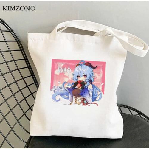 Genshin Impact Keqing shopping bag recycle bag shopper bolsa cotton bolso tote bag bolsa compra sacola cabas