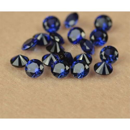 Factory Price Sale 34# Corundum 1-3mm AAAAA Round Shape Brilliant Cut Blue Corundum Stone Synthetic Sapphir- e Gems For Jewelry