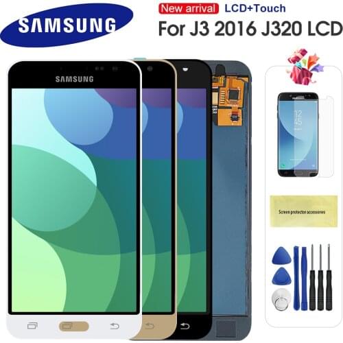 LCD Display For Samsung Galaxy J3 2016 J320 J320F J320H LCD Display Touch Screen Digitizer With Frame Can Adjust Brightness