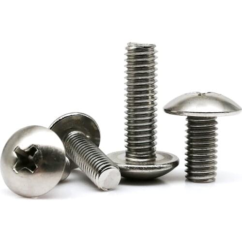 1/10/50pcs M2 M2.5 M3 M4 M5 M6 M8 High Quality 304 A2 Stainless Steel JISB1111T Cross Phillips Truss Head Large Round Screw Bolt