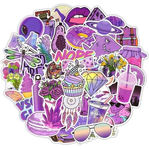 10/30/50PCS Summer INS Style Purple Waterproof Stickers Vinyl Skateboard Guitar Suitcase Graffiti Sticker Cute Vsco Girl Decals