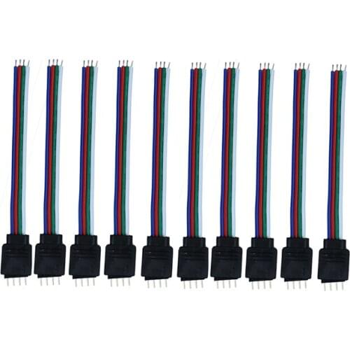 10pcs 4 pin Male Connector for LED RGB Light Strips RGB Wire Cable For SMD 5050/3528 RGB LED Strip light