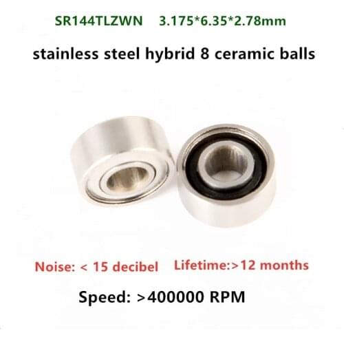 10pcs high speed WH Sinol T3 Dental Handpiece bearing SR144TLZWN 3.175*6.35*2.78 mm stainless steel hybrid ceramic ball bearings
