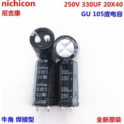 2PCS/10PCS 330uf 250v Nichicon GU 20x40mm 250V330uF Snap-in PSU Capacitor