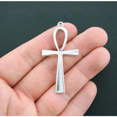 2pcs Charms welcome Egyptian Ankh Life Symbol Cross Antique Silver Color Pendants Making DIY Handmade Necklace Tibetan Jewelry