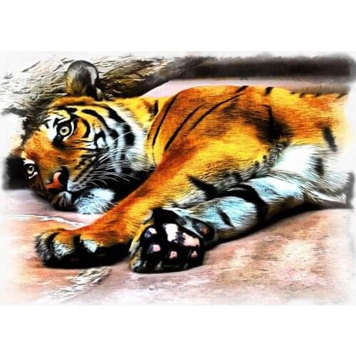 5D DIY Diamond Painting Cross Stitch Animal Leopard Tiger Diamond Embroidery Handmade Wall Art Mosaic Living Room Decor