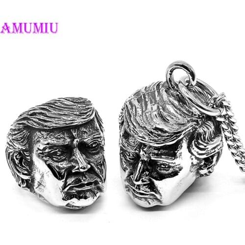 AMUMIU Punk Jewelry Sets For Men Steel Color Gothic Metal Pendant Necklace Ring Set The Old Men jesus Religious gifts JS031
