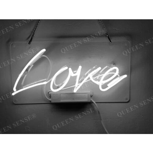 14“ Love White Acrylic Custom Neon Light Lamp Sign Beer Bar Handmade Real Glass Decorate Home Wall Room Windows Tube Artwork