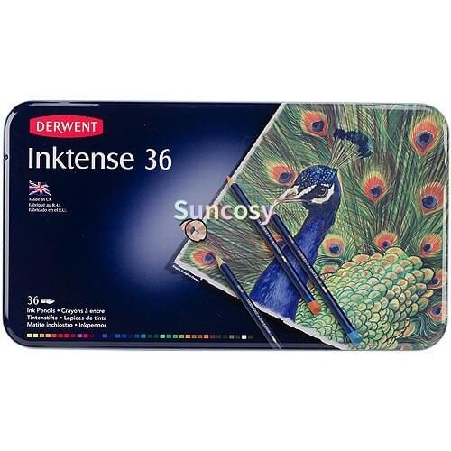 Derwent Inktense Pencils 36pk,highly blendable watercolor pencils,quick lay down of vibrant color, Can On fabric silk and cotton