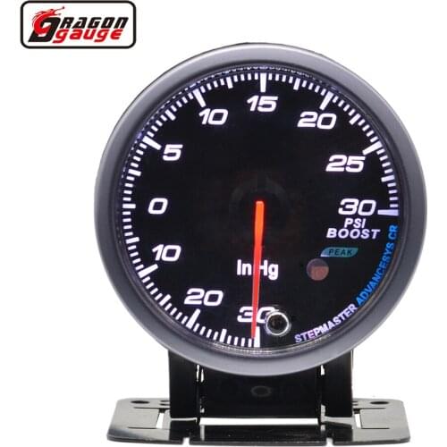 Dragon 60mm High Speed Stepper Motor Auto Car Turbo Pressure Boost Gauge Reads -30~30 Psi Meter Free Shipping