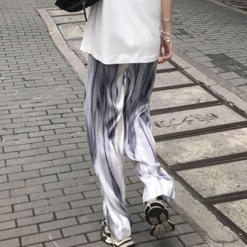 High-waist drape pleated casual pants baggy fitting high-street water ripple straight-leg mopping trousers unisex streetwear