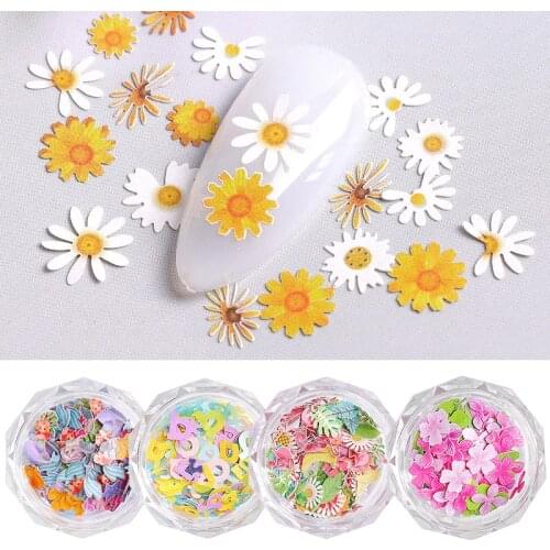 Nail Art Decoration Flamingo Daisy Flowers Alphabet Animal Design Mix Colors 3D DIY Flakes Manicure Tools