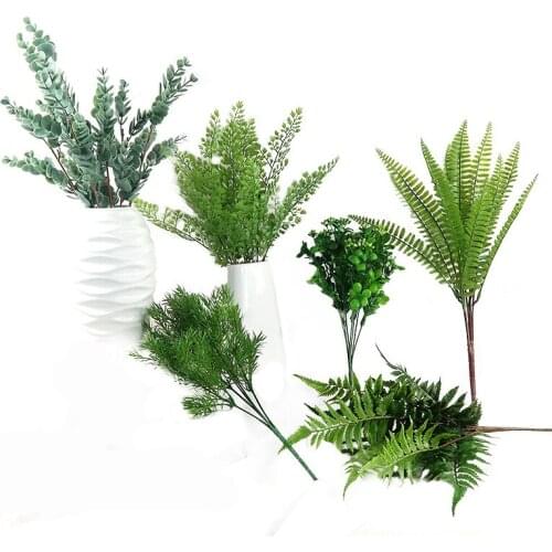 Artificial Pine Plants Green Ferns Leaves Persian Grass Fake Flower Home Garden Wedding Party Shop Table DIY Decoration