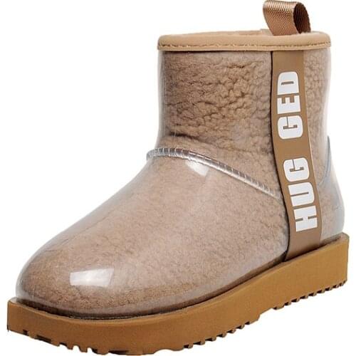 Kmeioo fLuxury brand Women Snow Boots Wool inside Round Toe Platform Winter Wool Ankle Boots comfortable walking flat shoes