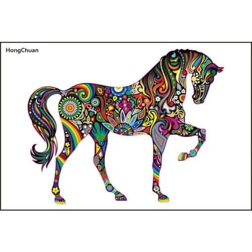 Square/Round Diamond Horse Painting "Abstract Colorful" Cross Embroidery Rhinestone 5D DIY Mosaic Color Art Decoration