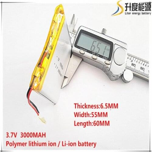 Liter energy battery 1pcs/lot 655560 3.7V lithium polymer 705560 705462 3000mah DIY mobile emergency power battery